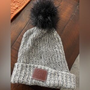 Gray Knit Pom-Pom Beanie for Kids